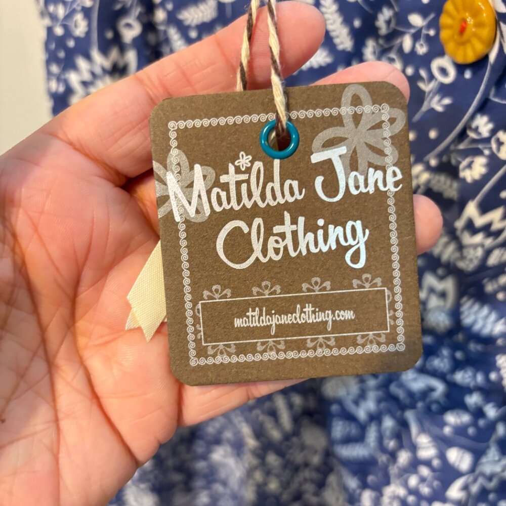 Matilda Jane Blue Ridge Sleeveless Button Back Drawstring Ruffle Dress - Picture 5 of 12